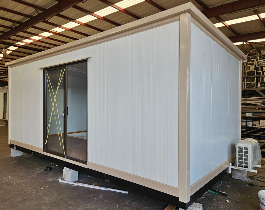 Completed container cabin setup alternative angle showcase