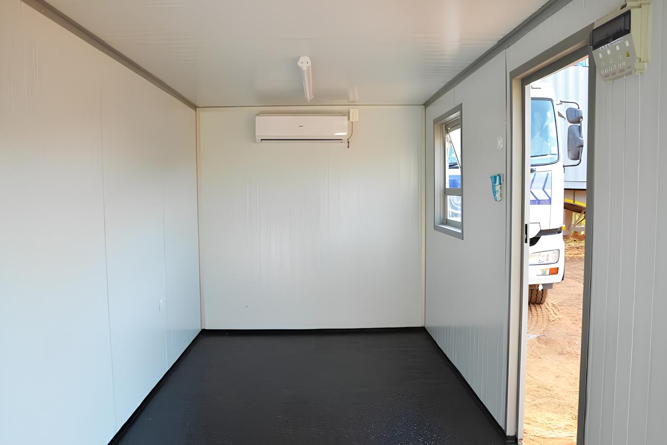 Interior architectural design view of a modern converted container site office